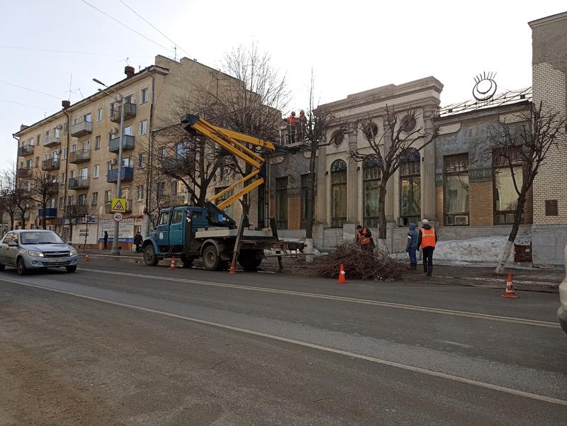 «Весенние парикмахеры» приводят в порядок кроны деревьев в центре Сызрани - но не только на Советской нужны их руки